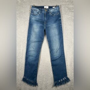 FRAME Le High Straight Raw Frayed Hem Jeans size 27 Lambeth Lane